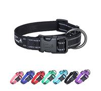 EXCELLENT ELITE SPANKER Collar Reflectante clásico de Nylon Transpirable Ajustable para Mascotas con Hebilla de liberación rápida para Cachorros niño niña Perros pequeños medianos Grandes(BLK-S)