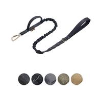 EXCELLENT ELITE SPANKER Correa Militar táctica para Perros Clips de Gancho de Aluminio espaciales Correa elástica para Perros Correa elástica de Cuerda Bungee con 2 Asas de Control(BLK)