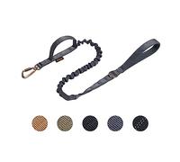 EXCELLENT ELITE SPANKER Correa Militar táctica para Perros Clips de Gancho de Aluminio espaciales Correa elástica para Perros Correa elástica de Cuerda Bungee con 2 Asas de Control(GRY)