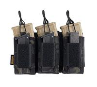 EXCELLENT ELITE SPANKER Funda Abierta para Cargador Simple/Doble/Triple para M4 M16 AK AR Magazines y Funda para Cargador de Pistola(Triple-Camuflaje Negro)