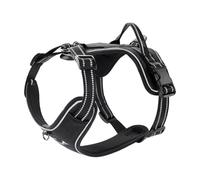 EXCELLENT ELITE SPANKER Nylon Reflectante Ajustable Sin Tirón Ligero EVA Chaleco Acolchado Arnés para Perros de Servicio con Hebilla y Placa de identificación para Perros medianos y Grandes(BLK-S)