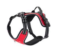 EXCELLENT ELITE SPANKER Nylon Reflectante Ajustable Sin Tirón Ligero EVA Chaleco Acolchado Arnés para Perros de Servicio con Hebilla y Placa de identificación para Perros medianos y Grandes(Red-S)