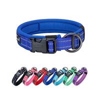 EXCELLENT ELITE SPANKER Reflectante clásico Suave Acolchado Transpirable de Nylon Ajustable Collar de Perro con Hebilla de liberación rápida para Boy Girl Male Female Small Medium Large Dogs(BLU-M)