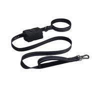 EXCELLENT ELITE SPANKER Reflectante de nylon correa de entrenamiento del perro fuerte y duradera correa de 5 pies de largo 1 "de ancho con soporte de bolsa de caca para perros pequeños y medianos(BLK)