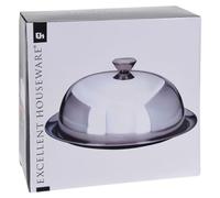 Excellent Houseware Glasglocke mit Bodenplatte Edelstahl Serviertablett vidaXL Platos Decorativos, Acero Inoxidable, 30.5 x 30.5 x 15.0 Centimeters