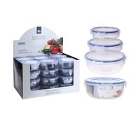 Excellent Houseware Set 3 Fiambreras Plástico Hermético Redondo 1400 ml, 800 ml, 400 ml Aptas Microondas Lavavajillas Congelador