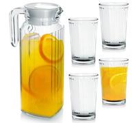 Excellent Houseware Set de jarra con vasos ye9000500 1,1 L y 200 ml (5 piezas)