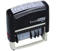 ExcelMark 12 Phrase Self-Inking Date Stamp - 2"""" x 1/4"""" Impression -