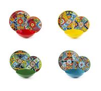 Excelsa Acapulco - Vajilla de 12 piezas, porcelana y gres, decoración multicolor, 4 personas
