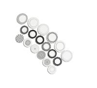 Excelsa Alice - Servicio de platos de porcelana New Bone China, negro y blanco, hilo dorado, 18 piezas