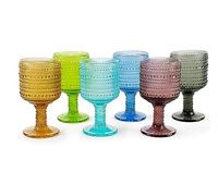 Excelsa Aurora - Juego de 6 copas de cristal tintado de pasta (300 ml), hecho a mano