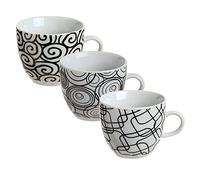 Excelsa Black Magic Juego de Tazas de Té con Platillo Cerámica, 3 Unidades, Color Negro