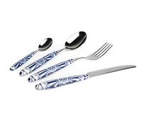 Excelsa Boheme Blue - Juego de 24 cubiertos, acero inoxidable, mango de plástico