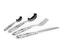 Excelsa Boheme Noir - Juego de 24 cubiertos, acero inoxidable, mango de plástico
