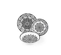 Excelsa Boheme Noir - Vajilla de 18 piezas, porcelana, negro