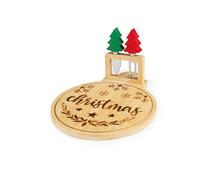 Excelsa Christmas Wood - Tabla de cortar navideña de madera con cuchillos de queso, decoración navideña con árboles