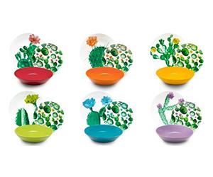 Excelsa Color Cactus - Juego de platos de 18 piezas, porcelana y cerámica, multicolor