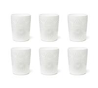 Excelsa Color Tumbler - Juego de 6 vasos de cristal decorados, multicolor, con decoración en relieve, 350 ml, 8 x 10 cm (blanco)