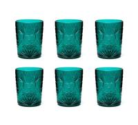 Excelsa Color Tumbler - Juego de 6 vasos de cristal decorados, multicolor, con decoración en relieve, 350 ml, 8 x 10 cm (verde oscuro)