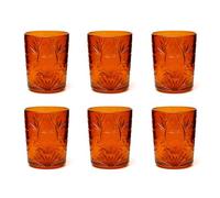 Excelsa Color Tumbler - Juego de 6 vasos de cristal decorados, multicolor, con decoración en relieve, 350 ml, 8 x 10 cm (naranja)