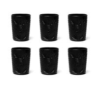 Excelsa Color Tumbler - Juego de 6 vasos de cristal decorados, multicolor, con decoración en relieve, 350 ml, 8 x 10 cm (negro)