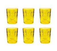 Excelsa Color Tumbler - Juego de 6 vasos de cristal decorados, multicolor, con decoración en relieve, 350 ml, 8 x 10 cm (amarillo)
