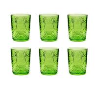 Excelsa Color Tumbler - Juego de 6 vasos de cristal decorados, multicolor, con decoración en relieve, 350 ml, 8 x 10 cm (verde)