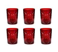 Excelsa Color Tumbler - Juego de 6 vasos de cristal decorados, multicolor, con decoración en relieve, 350 ml, 8 x 10 cm (rojo oscuro)