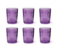 Excelsa Color Tumbler - Juego de 6 vasos de cristal decorados, multicolor, con decoración en relieve, 350 ml, 8 x 10 cm (violeta)
