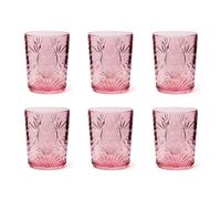 Excelsa Color Tumbler - Juego de 6 vasos de cristal decorados, multicolor, con decoración en relieve, 350 ml, 8 x 10 cm (rosa)