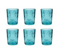 Excelsa Color Tumbler - Juego de 6 vasos de cristal decorados, multicolor, con decoración en relieve, 350 ml, 8 x 10 cm (azul)