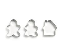 Excelsa Cookies Time Paquete de 3 cortadores de Galletas Family, Metal, Plateado, 16x21x2 cm, 3