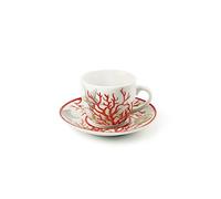 Excelsa Coral Juego de 6 Tazas de café con platillo, Porcelana, Multicolor