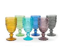 Excelsa Country Flower - Juego de 6 copas de cristal tintado de pasta (350 ml), hecho a mano
