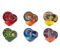 Excelsa Dakar Color - Vajilla de 18 piezas, porcelana y gres, decoración multicolor, 6 personas