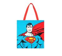 Excelsa DC Comics - Bolso Shopper, Tote Bag, 41,5 x 41,5 cm, parte delantera 100% algodón, lavable en lavadora, Parte delantera con decoración de Superman, parte trasera y asas rojas, Cm. 41,5 x 41,5