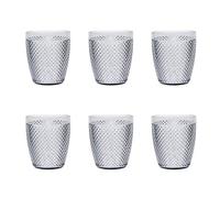 Excelsa Diamond - Juego de 6 vasos plateados, plástico irrompible, capacidad 400 ml, reutilizable