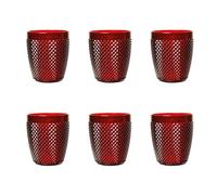 Excelsa Diamond - Juego de 6 vasos rojos, plástico irrompible, capacidad 400 ml, reutilizable