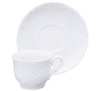 Excèlsa "' Elisa Rococo Blanco Taza de café y platillo