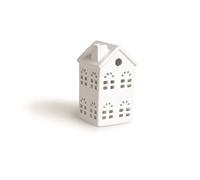 Excelsa Casita Farol Caseta, Cerámica, Color Blanco, 7.5x7.5x14.5 cm