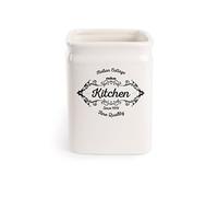 Excelsa Fine Quality - Porta Utensilios de Cocina, cerámica, Color Blanco Marfil, Dimensiones: 11,5 x 11,5 x 14,7