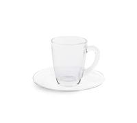 Excelsa Flore - Juego de 6 tazas de café con plato, cristal, transparente