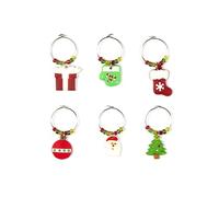 Excelsa For You - Marcador de copas de Navidad, juego de 6 colgantes decorativos
