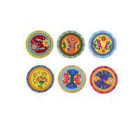 Excelsa Gipsy Soul - Juego de 6 posavasos de cerámica, base de corcho, diámetro 10,5 cm, multidecoración