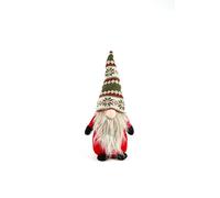 Excelsa Gnomo de Navidad decorativo rojo y verde, tela con barba, 43 cm, tope para puerta con sombrero nórdico para interiores
