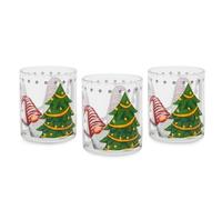 Excelsa Gnomo Friends - Juego de 3 vasos navideños, cristal, capacidad 250 ml.