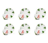 Excelsa Gnomo Friends - Juego de 6 tazas de café con platillo, porcelana, capacidad 70 ml.