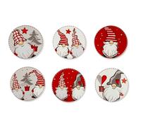 Excelsa Gnomo - Juego de 6 posavasos, cerámica, base de corcho, diámetro 10,5 cm, multidecoración