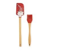 Excelsa Gnomo - Juego de espátula y cepillo de cocina, madera y silicona, decoración navideña