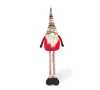 Excelsa Gnomo navideño Decorativo Rojo y Verde con Patas Extensibles, Sombrero de Motivos nórdicos, Altura Ajustable 50-130 cm